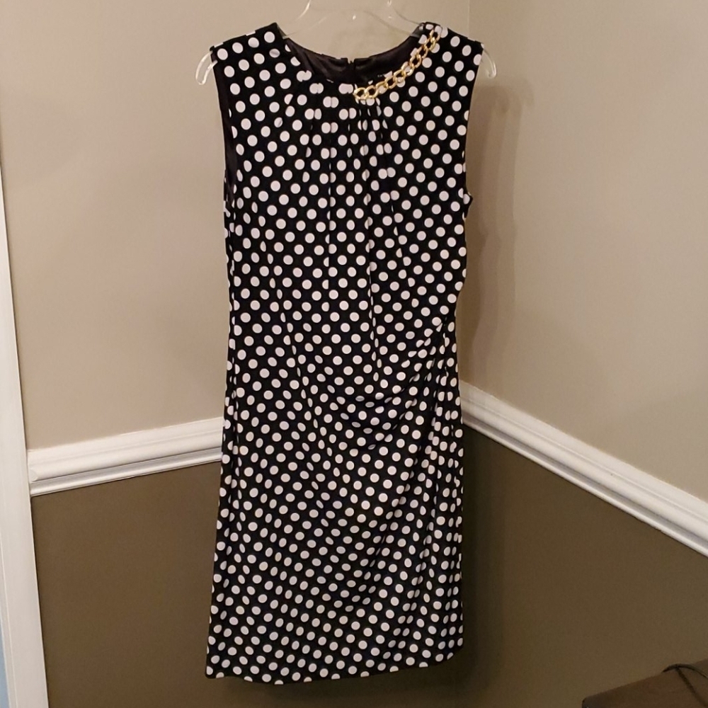 Tahari black with white polka-dot dress,‎ Size 10